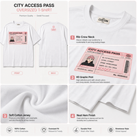 T-shirt Homme Oversize en Coton Épais Imprimé Avant et Arrière, Personnalisé avec Motif de Carte d'Identité de Dessin Animé, Streetwear, T-shirt Vierge avec Logo – Vente en Gros