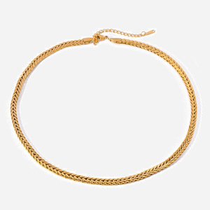 Collar de Cable Tejido Dorado, Chapado en Aleación de Zinc con Oro Real, Joyería de Moda para Uso Diario - Product Image 1