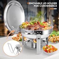 Neues Design Premium Silber Speisenwärmer 6er-Set Edelstahlbehälter 9L Fassungsvermögen 12 Stunden A++ Energieeffizient für Hochzeiten und Feiern