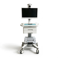 Chariot médical pour ordinateur portable MEDEN, en alliage d'aluminium réglable et écologique, avec 4 roulettes médicales silencieuses, garantie de 3 ans