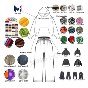 Ensemble sweat-shirt à capuche en coton et pantalon de survêtement pour hommes sérigraphié personnalisé de style de rue - Product Image 2