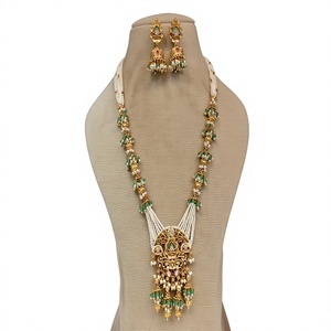 Hermoso Juego de Collar y Aretes con Borlas de Aleación Chapada en Oro, con Circonita y Perla de Imitación para Mujer, Joyería de Boda - Product Image 2