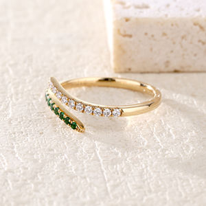 Bague en or 18 carats classique, très vendue, de haute qualité, avec grenat vert certifié, scintillante, déconnectée, cadeau pour petite amie, anniversaire - Product Image 4