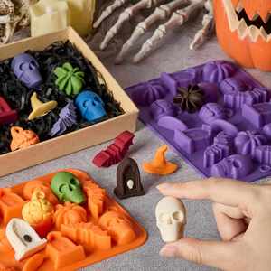 18 Cavity Halloween Pumpkin Hat 662 Silicone Mold - Silicone Chocolate Mould for DIY Candy/Biscuit & Silicone <b>Cake</b> Decoration - Product Image 5