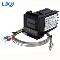 Pengontrol Suhu PID Thermostat LJXH Relay/SSR Output REX-C100 100-240VAC dengan Termokopel Tipe K Ulir M6 1m