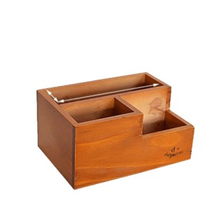 Wooden Desktop Storage <b>Box</b> With Partitions Retro Color Stationery Organizer For Office Supplies And <b>Makeup</b> Brushes - Product Image 4