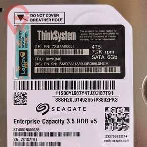 7XB7A00051 3.5-inch 4TB 7.2K <b>SATA</b> 6Gbps Hot Swap 512n HDD-SR Hard Disk <b>Drive</b> Enterprise for ThinkSystem Big Data Center Server - Product Image 1