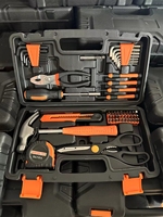 Boîte à outils en plastique de 57 pièces, avec tournevis, marteau, scie, clé à molette, clé à douille, pinces, outils de quincaillerie, ensembles d'outils à main pour la maison