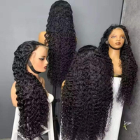 Wig Rambut Keriting Mentah Burma Grosir, Vendor Wig Full HD Lace Frontal 30 Inch, Wig Rambut Manusia Virgin Mentah Vietnam 12A Tanpa Lem