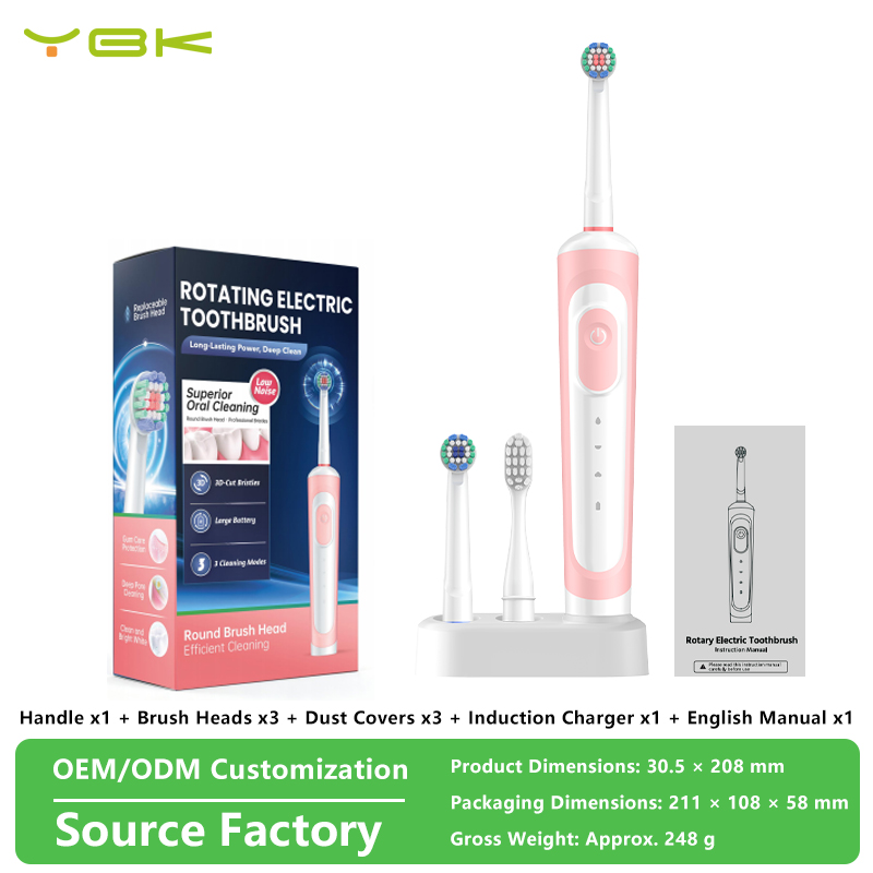 Pink 3pcs toothbrush heads