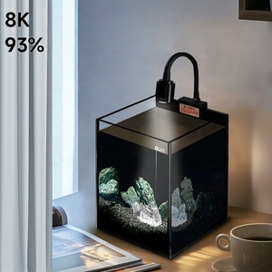 Kit de Pecera para Peces Betta JSD con Fondo Negro, <span class=keywords><strong>Acuario</strong></span> de Vidrio Ultra Blanco con Luz para Principiantes - Product Image 4