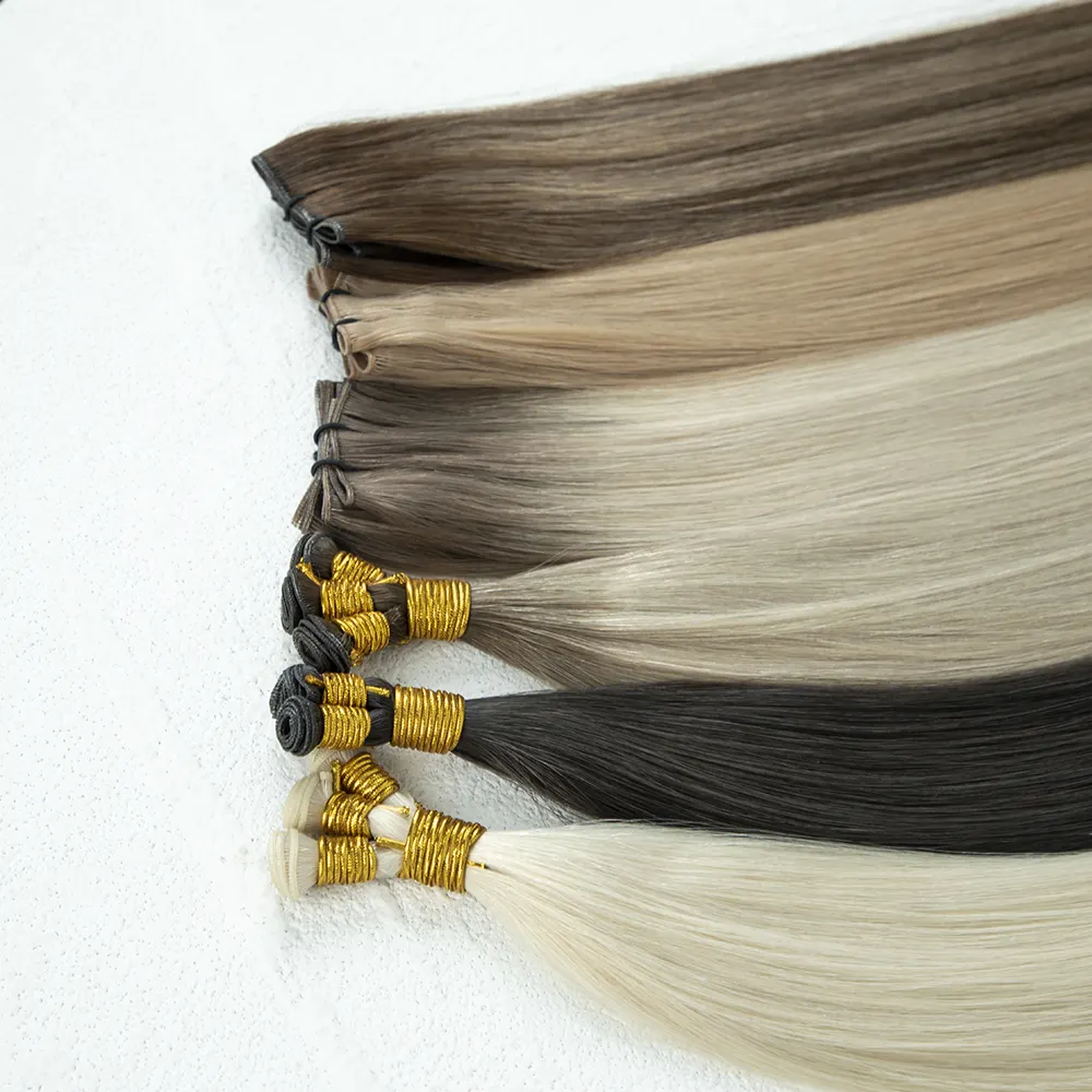 Cuticles Aligned Remy Blonde Double Drawn Human Hair Genius Weft Russian Virgin Hair Extensions Raw Virgin