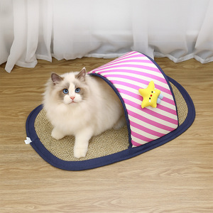 Tapis rayé pour animaux de compagnie avec coussin rafraîchissant pour chats et chiens, nid confortable pour l'été - Product Image 1
