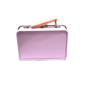 Caja de Metal Rectangular con Asa Rosa para Brillo Labial, Caja de Almacenamiento de Cosméticos, Lata Portátil con Tapa Abatible y Asa, Caja de Embalaje Metálica - Product Image 4