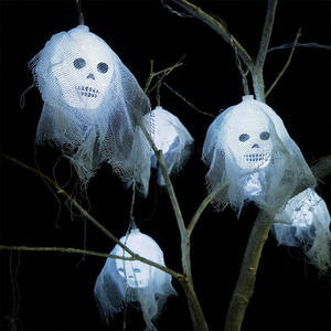Guirnalda de Luces LED de Esqueleto para Halloween, Decoración para Festival de Fantasmas, Funciona con Pilas, Blanco/Morado, 180 cm, para Ambiente de Terror - Product Image 6