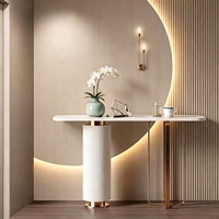 Console moderne de style européen en métal avec plateau en métal pour entrée, couloir, salon, hôtel, décoration, garantie 5 ans