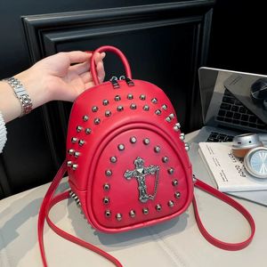 Mode Rivet jésus croix unisexe sacs à dos en cuir PU Style Punk sacs pour adolescents sac à dos sac à dos Y2K Vintage sac de voyage - Product Image 2