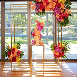 Durable Iron Wedding Arch <b>Stand</b> Gold Floral Metal Arched Balloon Frame <b>Backdrop</b> Wedding Decorative Accessory - Product Image 4