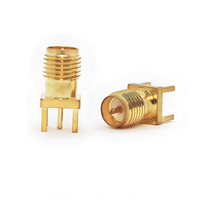 Modèle QQX SMA-KE, connecteur SMA femelle droit, montage sur circuit imprimé, traversant le circuit, coaxial RF plaqué or, module sans fil