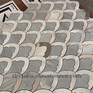 Mosaico de Pared de Mármol con Diseño Floral <span class=keywords><strong>Gris</strong></span>, Estilo Moderno para Decoración del Hogar, Ideal para Duchas y Baños - Product Image 5