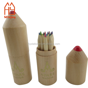 Mini matita colorata in legno naturale personalizzata di fabbrica con tubo a forma di razzo per bambini, matite da disegno da 12 pezzi per le arti. - Product Image 6