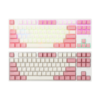 ABKO KN01C Keyboard Gaming Mekanik Cherry 87-Tombol Kabel USB Baru Warna Biru Laut/Pink RGB Backlit 30g/45g Pelat Aluminium TKL