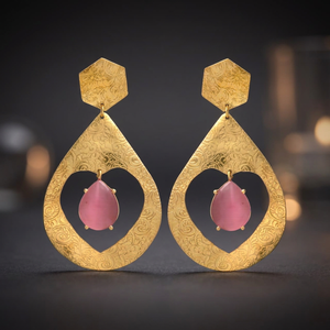 Pendientes Largos Colgantes de Latón Chapado en Oro con Piedras Preciosas Hechas a Mano, Estilo Étnico, Regalo de Compromiso, Joyería Jaipur Gems - Product Image 2