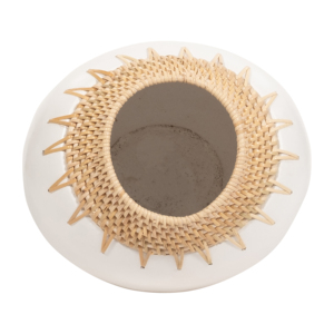 Vaso in ceramica moderno con bordo intrecciato per decorazioni da soggiorno e complementi d'arredo - Product Image 6