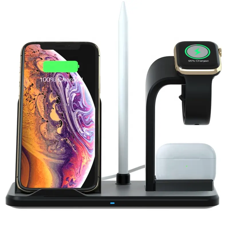 3 in 1 Foldable Fast Charging Station For Apple Phones Watch Pencil Qi-Enabled Android Phone