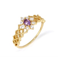 Bague ovale en argent sterling 925 avec améthyste naturelle, halo de diamants CZ et bande creuse milgrain, bijou fin pour femme, cadeau pierre de naissance