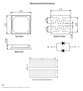 Chip LED SMD 3030 de Potencia Media Luminuss MP-3030-11F2-40-80, Blanco 4000K, Ra90, Ángulo de Visión de 120°, Vida Útil de 50000 Horas - Product Image 6