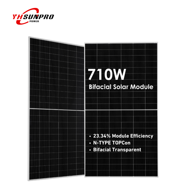Sunpro TOPCon Solar Panels High Efficiency Tier1 Brand N-Type Half Cell Bifacial PV Module 30 Years Linear Output Guaranty