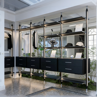 Système de rangement modulaire ouvert ZYTH avec éclairage LED / Étagères et tiroirs pour dressing / Meuble autoportant pour salon