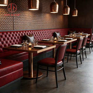 Muebles de Restaurante Estilo Retro Americano Industrial, Silla de Cuero Rojo, Silla Ergonómica de Madera Maciza, Conjunto de Asientos para Uso Comercial - Product Image 5