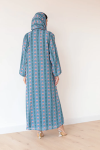 LEDUO Ramadan <b>Eid</b> Casual Modest Wear Flower Print <b>Long</b> Sleeve Hooded Open Muslim Abaya - Product Image 2