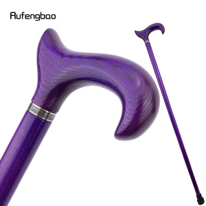 Canne de marche en bois motif léopard, fleur de prunier violette, style mode - Product Image 3