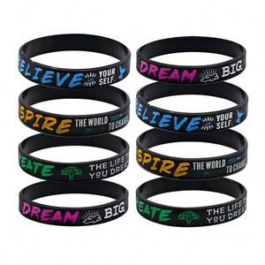 Inspirational Silicone <b>Bracelet</b> Create Inspire Believe Dream Motivational Quotes Rubber Wrist Strap Event Party Rubber <b>Bracelet</b> - Product Image 1