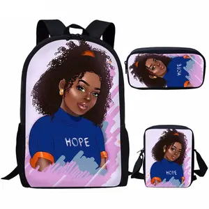 Çocuk 3 adet/takım okul çantası s çocuklar için siyah sanat afrika kızlar baskı sırt çantası okul çantası s gençler Satchel okul çantası kız