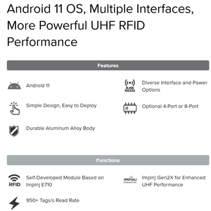 Lettore RFID UHF fisso U300 ad alte prestazioni ISO 18000-6C con sistema operativo Android 11 e interfacce versatili <span class=keywords><strong>per</strong></span> IoT industriale - Product Image 2