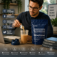 Complément alimentaire végétal sans OGM, compatible végétalien, marque privée, OEM, sur mesure, bien-être, extrait de champignon Cordyceps en poudre