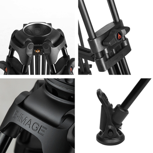 Trépied vidéo professionnel en aluminium <span class=keywords><strong>E</strong></span>-<span class=keywords><strong>IMAGE</strong></span> EK780, conception à deux étages, panoramique/inclinaison continue, capacité de charge de 6 kg, pour caméras à bulle - Product Image 5