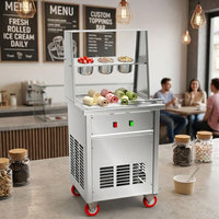 Mobiele Thaise ijsrolmachine van roestvrij staal, frituur-yoghurtmaker voor buitengebruik