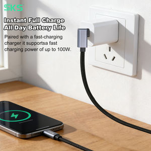 Câble USB 2.0 Type-C coudé à 90° et droit à 180°, tressé en nylon, charge rapide 5A pour téléphones, appareils de jeu, imprimantes iOS - Product Image 4