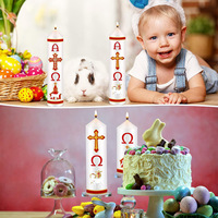 2 Bougies Religieuses Blanches Lumineuses pour Baptême, Prière, Pâques, Décoration de Fête, Cirios Religiosos Católicos, Pâques, Piliers de Pâques