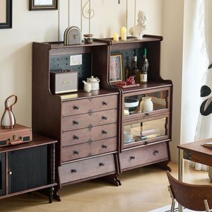 French Retro Solid Wood <b>Sideboard</b> 900mm <b>Storage</b> Cabinet Glass Door Display Unit Kangaroo Cabinet - Product Image 2