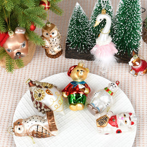 Décorations de Noël créatives en verre personnalisables : pendentifs animaux (ours, chiot, hibou) pour aménagement de scènes, MOQ 100 pièces - Product Image 3