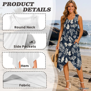 Conjunto de ropa a juego para él y para ella con estampado tropical, camisa y vestido sin mangas, colección de ropa para vacaciones. - Product Image 6