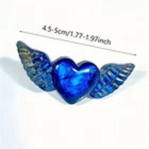 Venta al por Mayor de Corazones de Labradorita Natural con Alas de Ángel, Tallados a Mano, Adorno de Cristal para Decoración del Hogar - Product Image 2