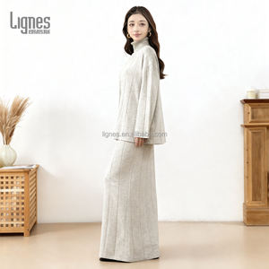 Ensemble Abaya 2 pièces en coton avec poches, haut et pantalon, vêtements islamiques personnalisés, Abaya d'hiver pour femmes - Product Image 1