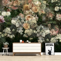 Papier peint mural auto-adhésif personnalisé à motif de fleurs de roses, adapté aux chambres à coucher, aux salons, aux murs de fond de télévision et aux murs derrière les canapés.